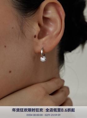 PAUSA ANN s925 悬浮单钻1ct莫桑钻都市时髦轻奢感耳扣耳钉