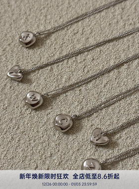 PAUSA ANN s925 极简不规则手工感实心纯银吊坠字母项链