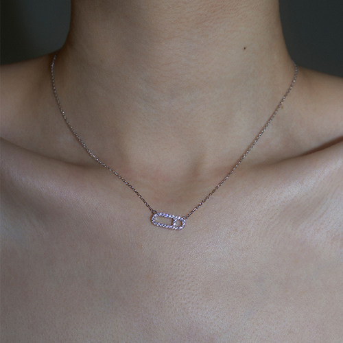 PAUSA ANN s925 简约满钻回形针设计感金银项链