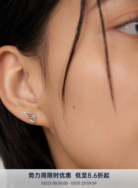 PAUSA ANN  925银蝴蝶翅膀耳钉精致镶钻小众设计感高级耳饰