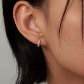 s925 PAUSA ANN 迷你莫桑钻碎钻闪耀简约百搭通勤耳圈耳钉
