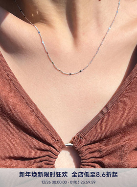 PAUSAANN925银镀18k金女闪片项链