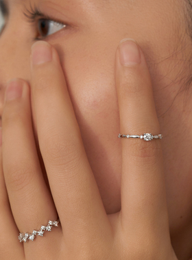 PAUSA ANN s925 莫桑钻错落波浪排钻花纹戒指 2款