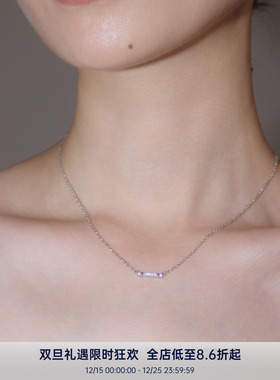 PAUSA ANN s925 法式精致迷你蜂窝镶钻横条通勤轻奢项链锁骨链