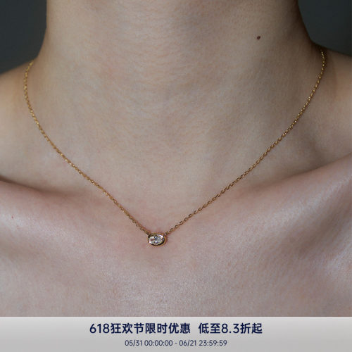PAUSA ANN s925 通勤时髦小旦形高品质锆石点睛金银项链