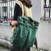 ins超火背包古着感少女双肩包2024韩版 新款 帆布旅行背包女潮流