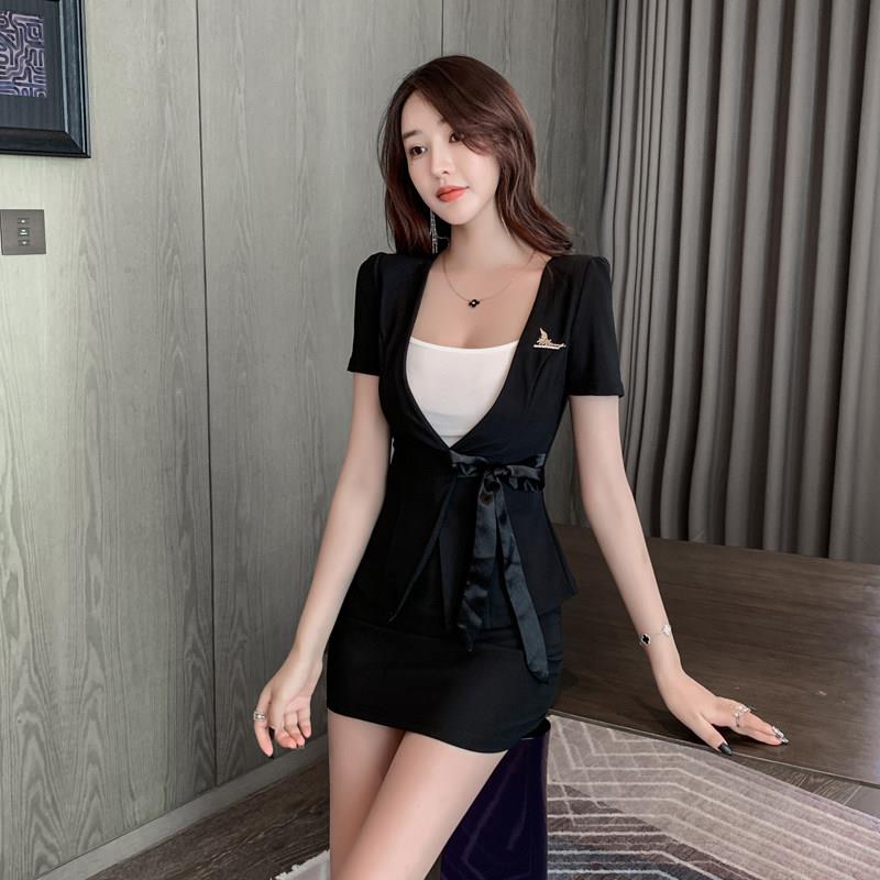 春秋新款足浴技师工作服制服酒店KTV前台性感套装采耳绑带工衣潮