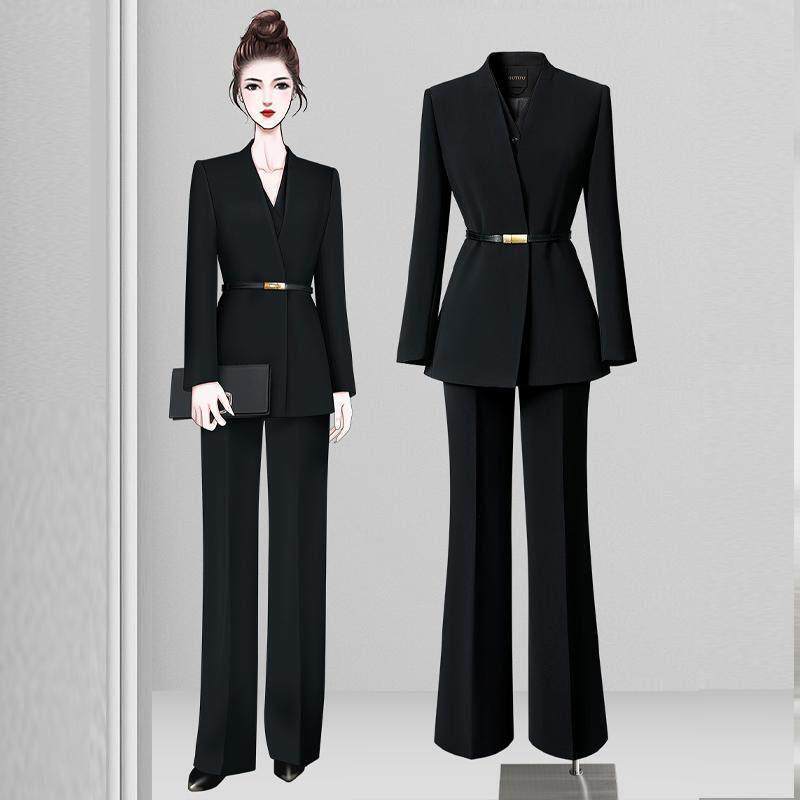 气质通勤黑色西装套装女高级感轻奢职业正装商务工装优雅工作服秋