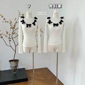 甜美蝴蝶结U领t恤女春季 新款 修身 柒月末 显瘦打底衫 上衣