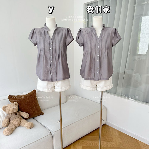 耳边泡泡袖衬衫女法式高级感百搭
