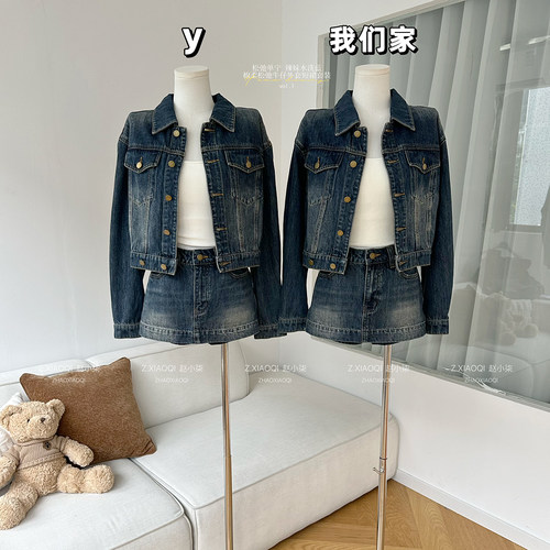 辣妹水洗蓝棉柔松弛自洽牛仔外套