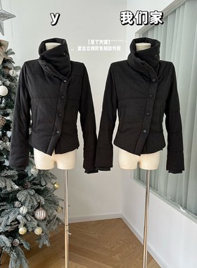 柒月末【垦丁大道】羽绒服女冬季白鸭绒复古立领灰色短款外套