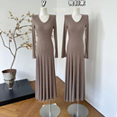 巨好看 长款 早秋连衣裙女长袖 秋季 针织长裙子 2025新款 柒月末