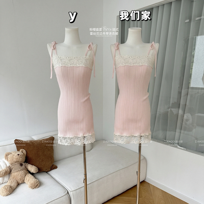 法式蕾丝花边吊带连衣裙