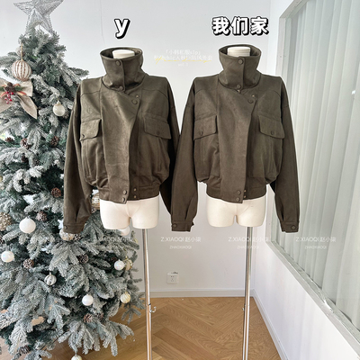 松弛chic入秋巨防风宽松麂皮外套