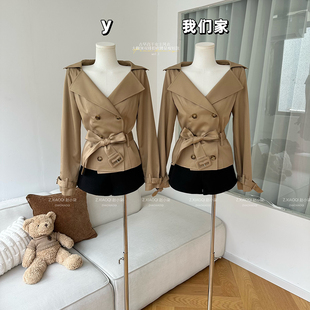 柒月末 古早高干女主风衣 大翻领双排扣收腰显瘦短款风衣外套