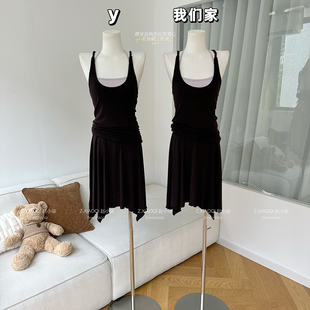 柒月末 莱赛尔绵羊毛 row套装女叠穿真两件吊带背心半身裙三件套