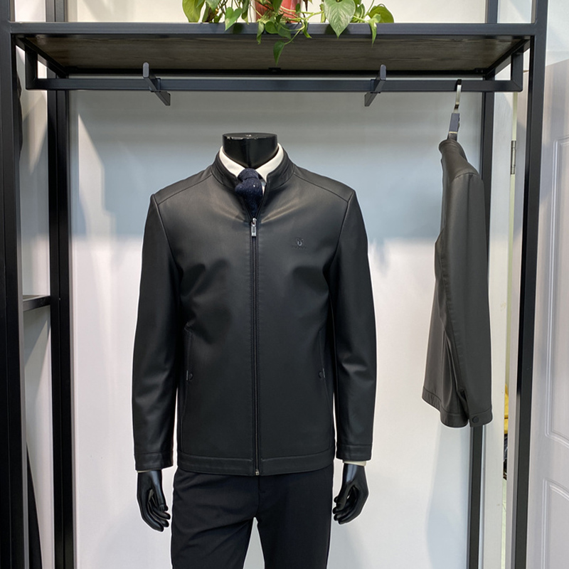 男士领佐诺依商务立领皮衣