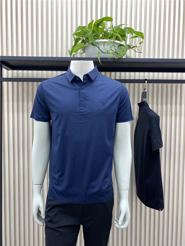 赔钱断码处理夏季男士翻领格子短袖T恤无痕免烫半袖上衣领佐品牌