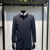 超值回馈有里衬男士 翻领风衣藏青色商务休闲外套领佐诺依 薄款