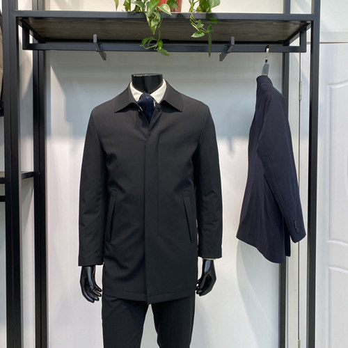 男士中长款内胆可拆卸羽绒服翻领