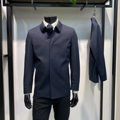 翻领短款 男士 风衣无痕压胶领藏青色商务休闲外套领佐诺依 新品 春季