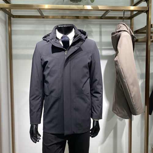 男士羽绒服领佐可拆卸鹅绒服