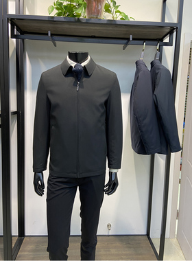 回馈款黑色男士翻领羽绒服白鸭绒填充内胆可脱卸外套领佐诺依