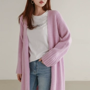 Áo len gió nữ dày cardigan 2019 mới buông lơi mùa thu và mùa đông dài phần đan áo len nữ mùa xuân và mùa thu - Đan Cardigan