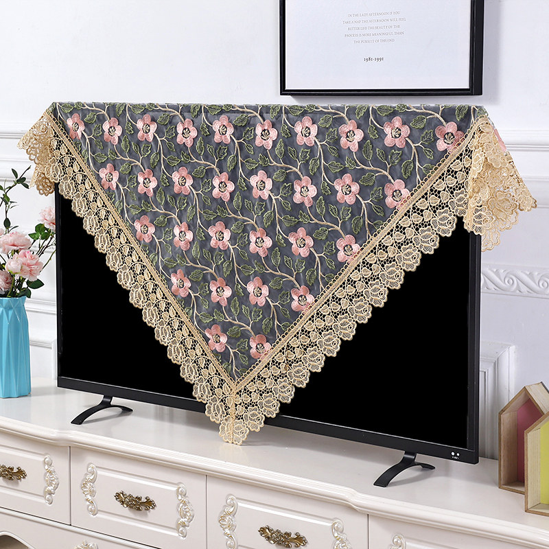 蕾丝刺绣电视盖布65寸60英寸55壁挂式液晶电视机欧式防尘罩布盖巾