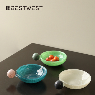 水果盘客厅茶几家用精致高颜值轻奢2025新款托盘玻璃糖果盘子前台