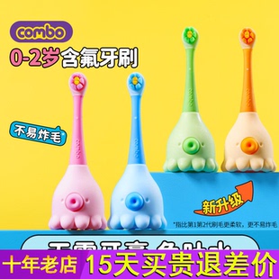 COMBO婴幼儿训练乳牙刷儿童无铜软毛含氟防蛀0-2岁小章鱼专用牙膏