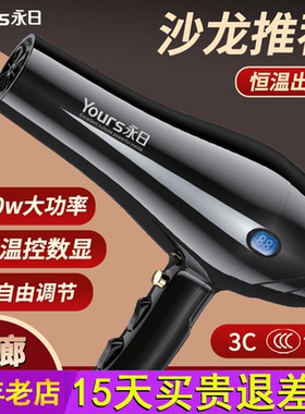永日专业大功率发廊电吹风机LED液晶温控数显恒温低噪音电吹风筒