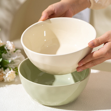 奶油风家用大号陶瓷汤碗高级感简约8英寸汤面碗纯色面条碗泡面碗