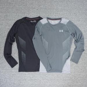 安德玛UA 男子HeatGear Vent运动健身速干长袖紧身衣 1362453-012