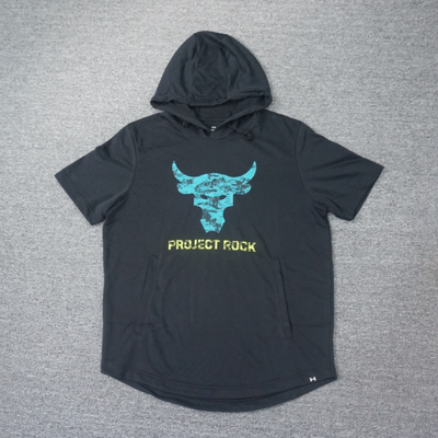 安德玛男子印花连帽健身短袖T恤