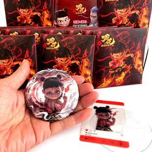 创意哪吒闹海吧唧徽章盲袋镭射炫彩马口铁谷子7.5胸针卡通魔娃牌