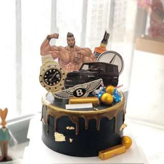 健美肌肉健身男神烘焙蛋糕装饰高富帅系列车标手表汽车装饰插件