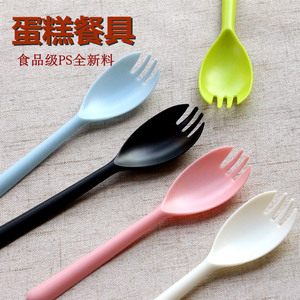 一次性勺叉塑料勺长柄蛋糕叉餐叉冰沙勺创意甜品布丁冰激凌勺新品