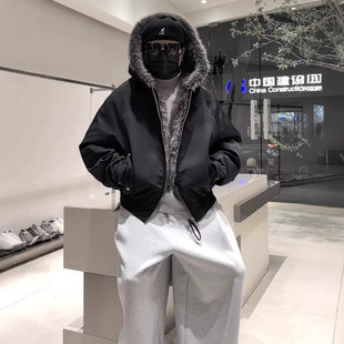 利兹马90白鹅绒潮牌冬季新款座山雕连帽羽绒服男宽松保暖抗寒外套