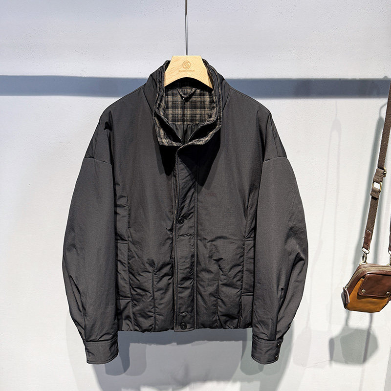 冬季潮流个性立领纯色工装白鸭绒羽绒服休闲百搭舒适保暖外套男士