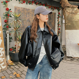 【】黑色pu皮夹克韩版外套女2D111-A629P150K208主推，女装皮衣，2D111