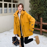 韩系黄色冲锋衣派克服棉衣外套女秋冬2025新款羽绒棉服超好看棉袄，女装羽绒服，2D111
