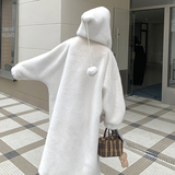 韩版保暖仿水貂绒连帽外套女2025冬季新款显瘦加厚长款毛茸茸大衣，女装皮草，2D111