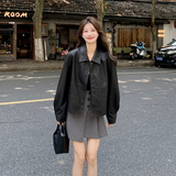 【】黑色机车pu皮上衣外套女2D111-A395P145K198主推，女装皮衣，2D111