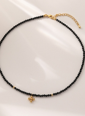 黑色十字架简约项链颈链