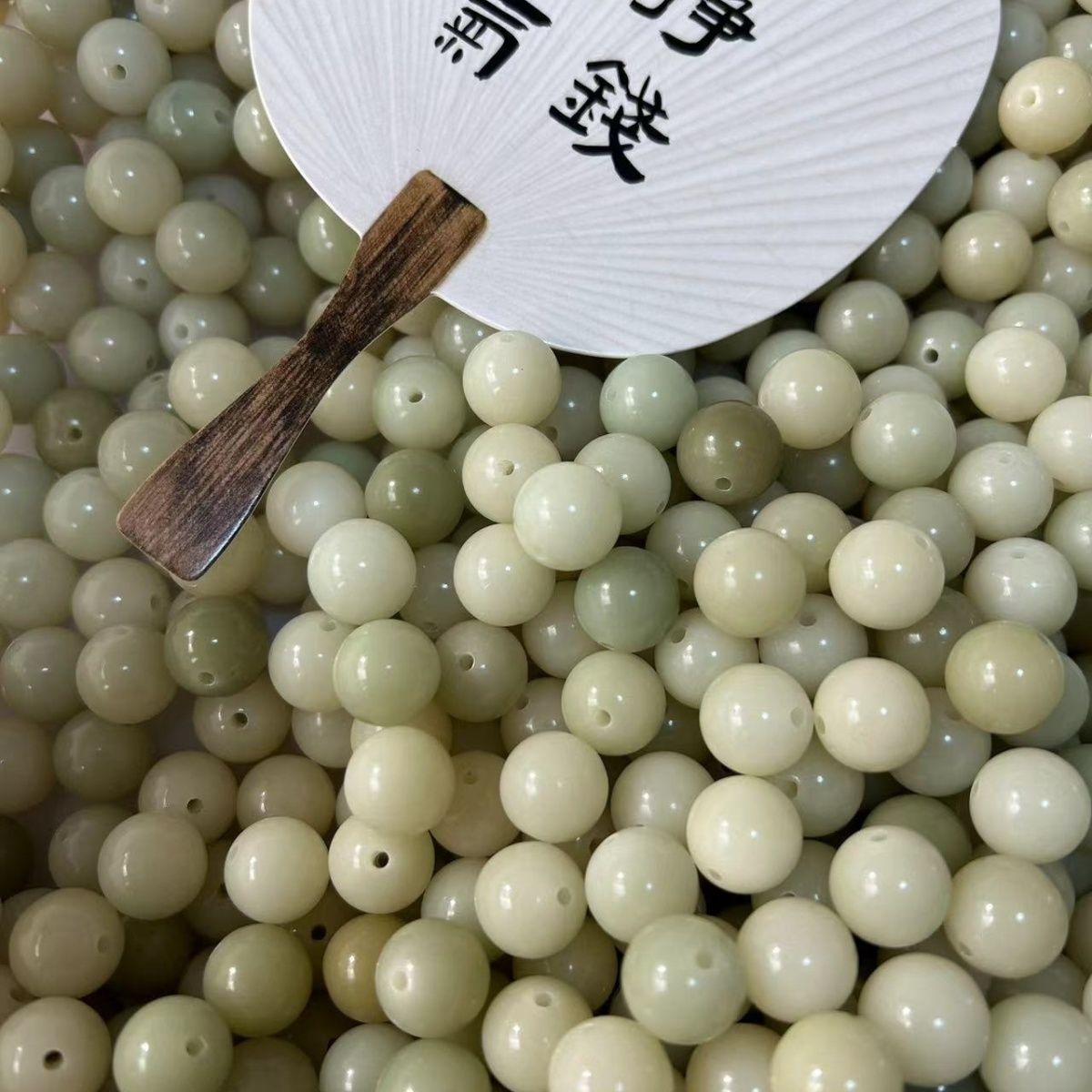 薄荷绿圆珠12mm菩提根散珠文玩绕指柔佛珠念珠解压菩提子高档小众