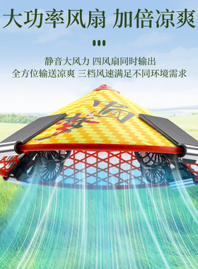 太阳能斗笠帽户外务农用干活遮阳