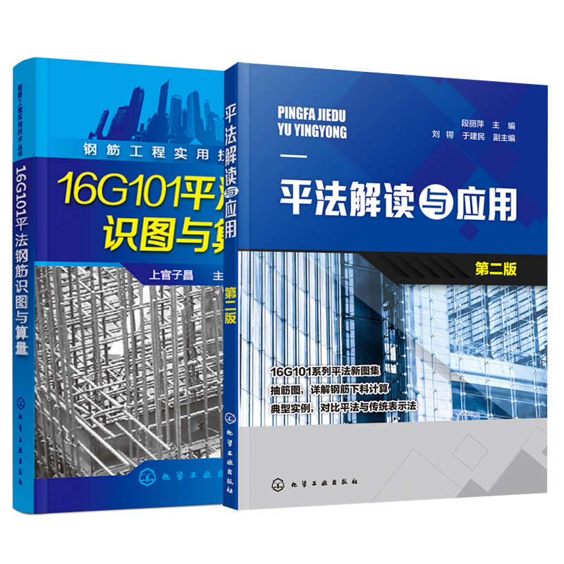 【全2册】平法解读与应用(第二版)+钢筋工程实用技术丛书--16G101平法钢筋识图与算量 平法钢筋识图与算量实例教程平法基础知识书