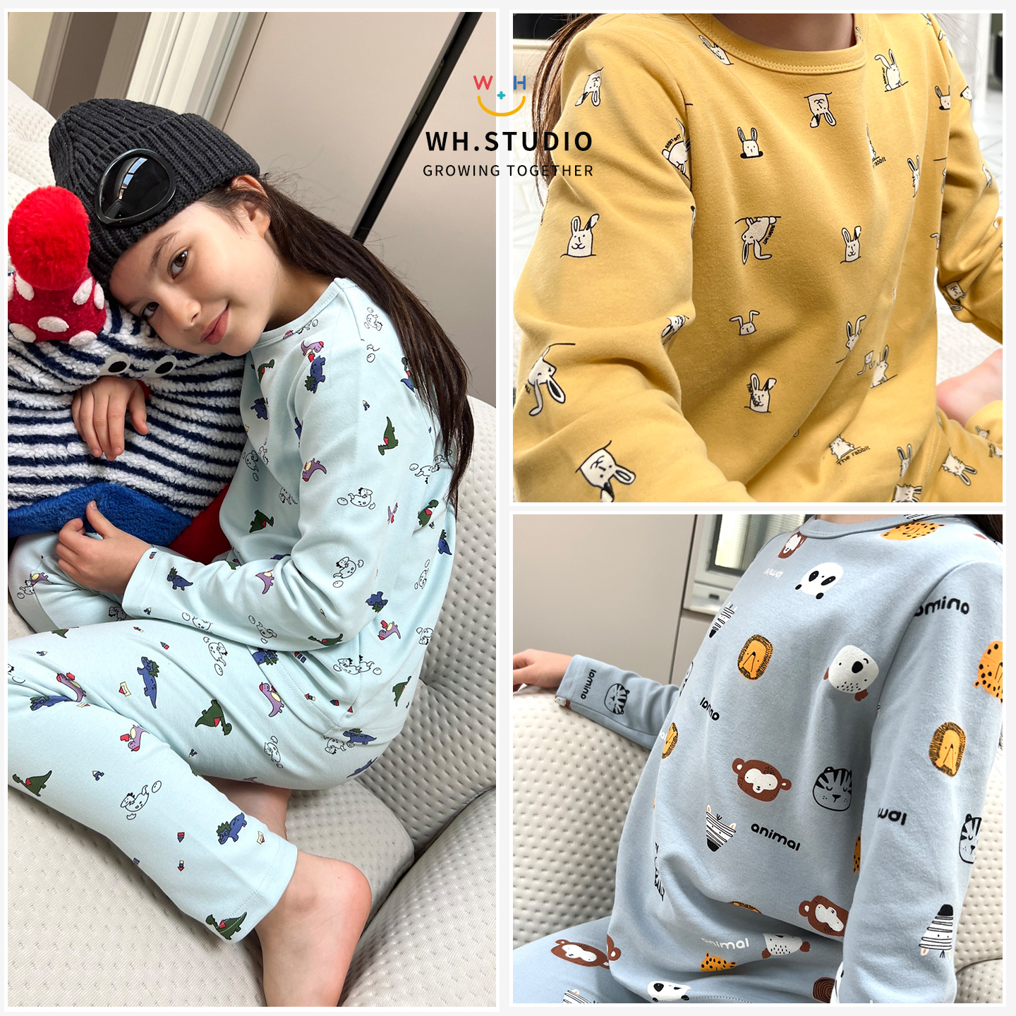 威廉家|A类亲肤 冬加厚羊毛拉架男童女童儿童家居服套装秋衣秋裤